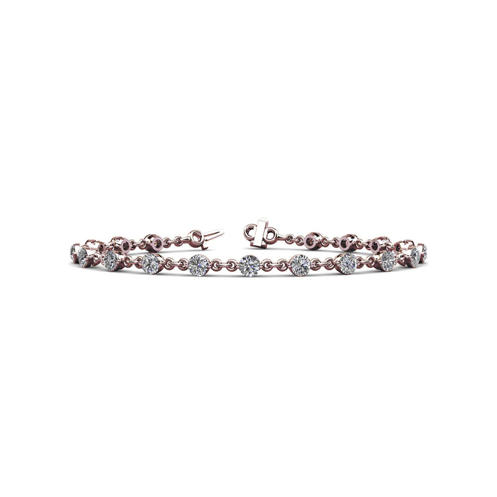 Diamond and Chain Link 14k Rose Gold Tennis Bracelet