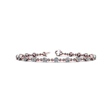 Diamond and Chain Link 14k Rose Gold Tennis Bracelet