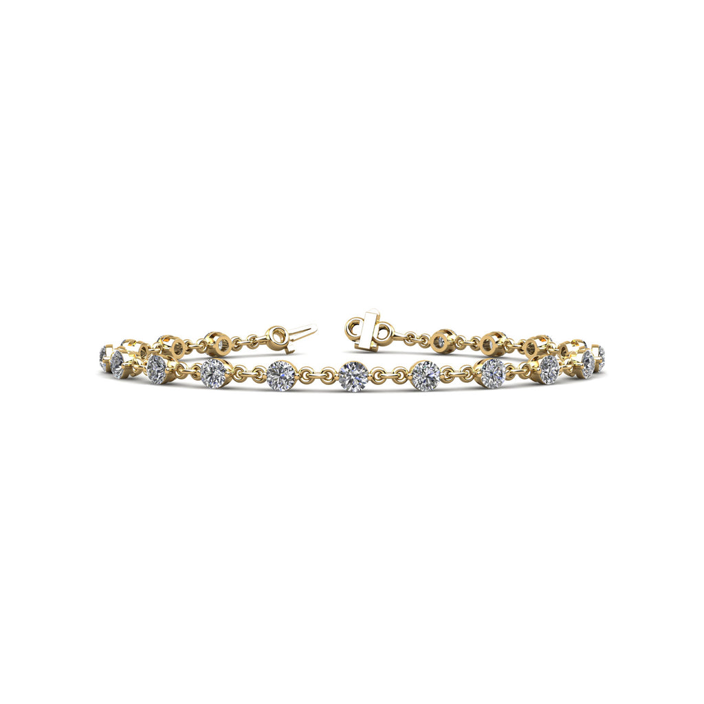 Diamond and Chain Link 14k Yellow Gold Tennis Bracelet